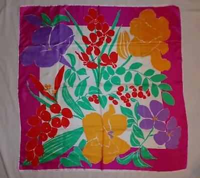 Vintage VERA Neumann 100% Silk 31  X 31  Vibrant FLORAL SCARF Made In Japan • $19.95