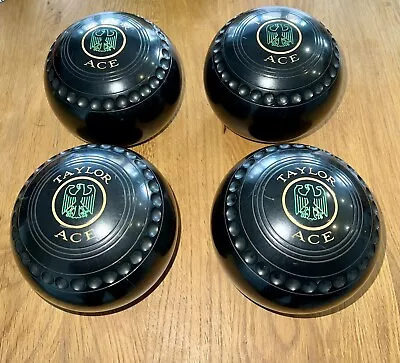 A Stunning Set Of 4 Thomas Taylor Ace Professional Lawn Bowls - Black Size 4 • £149.99