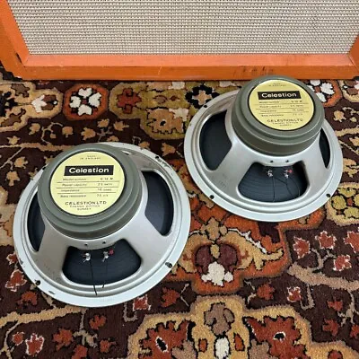 Pair 2x Vintage 1968 Celestion G12M Greenback 25w T1221 16ohm 12  Speaker 1960s • $1611.69