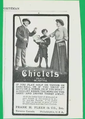 Vintage 1906 Chiclets Chewing Gum Ad ~ If You Play Golf Or Tennis Or Base-ball • $3.99