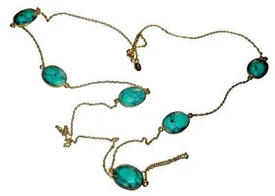 Alwand Vahan AV Faceted Turquoise 34  Gold Over 925 Sterling Silver Necklace • $62.90