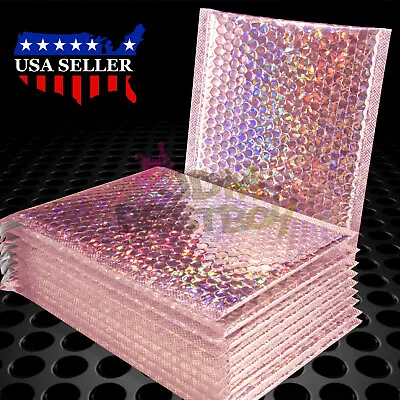 ANY SIZES # Holographic Rose Gold Bubble Padded Mailers Shipping Envelopes Bags • $16.99
