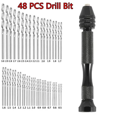 49Pcs Precision Pin Vise Micro Hand Drill Bits Mini Twist Bit For Rotary Tools • $7.99