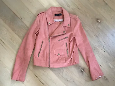 $48 • Buy Zara Womens Pink Leather Zip Jacket Size XS