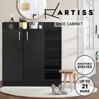 $109.95 • Buy Artiss Shoe Cabinet Wood Storage Rack Shoes Organiser 2 Doors Shelf Cupboard