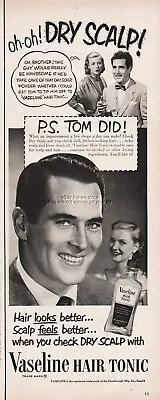 1950 Vitalis Hair Tonic Bristol Myers Oh-oh Dry Scalp Tom Vintage Print Ad • $10.79