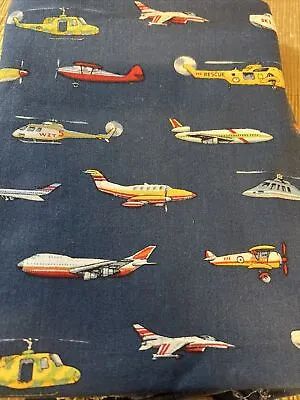 1 Yd Daisy Kingdom Flying Machines Air Planes Helicopters Cotton Fabric 44” W • $10.50