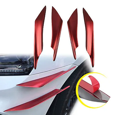 RED Universal Car Front Bumper Lip Splitter Exterior Trim Fin Spoiler Canard Kit • $19.99