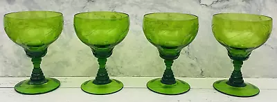$30 • Buy 4 Waterford 'great Room' Jasmine Pearl Apple Green Water Goblets~perfect!