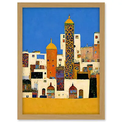 £22.99 • Buy Moroccan Cityscape Buildings Klimt Style Framed Wall Art Picture Print A3