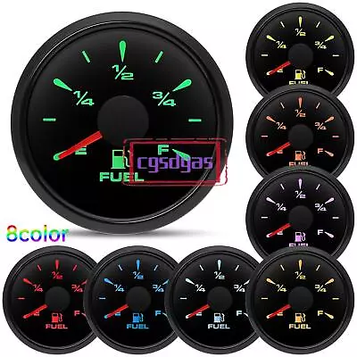 2  52MM Universal Gas Fuel Level Gauge 0-90ohms 8 Colors LED For Marine Boat Car • $22.99