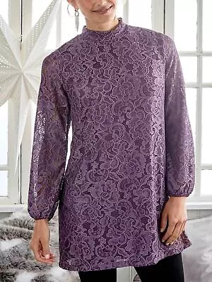 £12.99 • Buy New Cellbes 🌸 Purple Lilac Stretch Lace Longline Top 🌸10/12 12/14 16/18