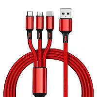 3 In 1 Multi USB Charger Charging Cable Cord For USB-C Micro USB Android IPhone • £2.89