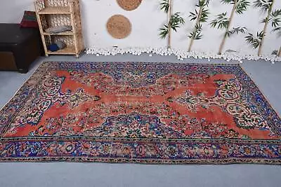 Antique Rug Turkish Rug Oushak Rugs Vintage Rug 5.9x9.1 Ft Large Rug • $180