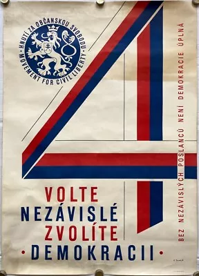 Original Vintage Poster KAREL PANEK - ELECTIONS - CZECHOSLOVAKIA -FREEDOM - 1990 • $299