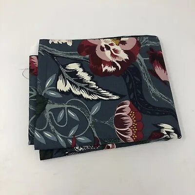IKEA Handcut Fabric Aprox 1 Yard Teal Floral Bird Canvas Scandinavian 2017 • £15.17