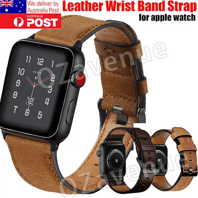 $14.95 • Buy For Apple Watch Band Leather Strap IWatch Series 6 5 4 3 2 38/40/42/44mm AU