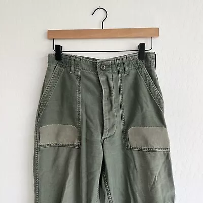 Vintage OG-107 Sateen Utility Pants Size 27 X 26 Military Green Trousers Vietnam • $45