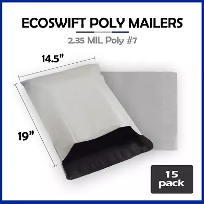 15 14.5x19 EcoSwift Poly Mailers Plastic Envelopes Shipping Mailing Bags 2.35MIL • $5.98