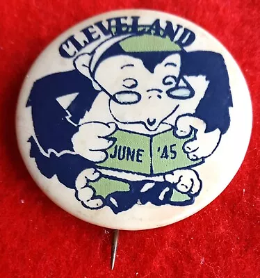 June 1945 Cleveland High School Graduating Class Studious Monkey Pinback Button • $5
