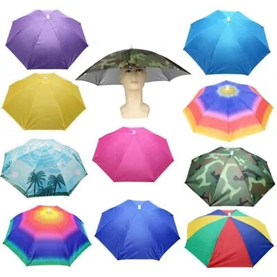 Foldable Rain Umbrella Hat For Outdoor Fishing - Waterproof Headwear • £5.26