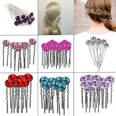 Pearl Hair Pins Silver Diamante Crystal Clips Prom Wedding Bridal Party 5-40pcs • £2.49