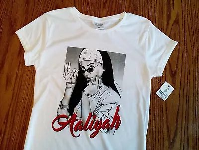 New! Ladies Aaliyah Concert T-shirt Retro 90s CD R&B Rock Gift Shirt MEDIUM • £9.59