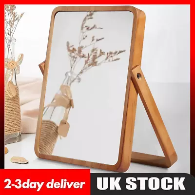 Desk Mirror Stand Wooden Vanity Mirror Makeup Vanity Mirror Desk Topper Desktop • £12.90