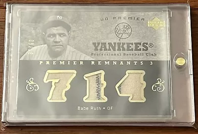 2007 Upper Deck Premier BABE RUTH /60 Triple Game-Used Patch W/ Pinstripe READ! • $1475