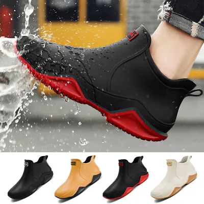 Waterproof Rain Boots Outdoor Fishing Water Shoes PU Low Top Men Boots Size 10 • $26.99