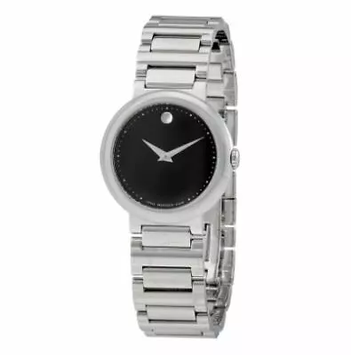 Movado Concerto Black Dial Stainless Steel Ladies Watch 0606419 • $650