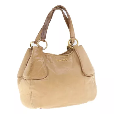 Miu Miu Hand Bag Leather Beige Auth 64848 • $99