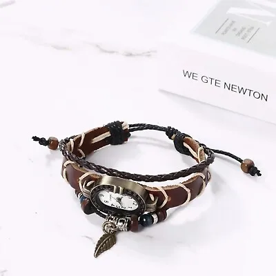 Men's Leather Hand Band Watch Antique Style Creative DIY Women's Gift NEW 2024 • $35.01