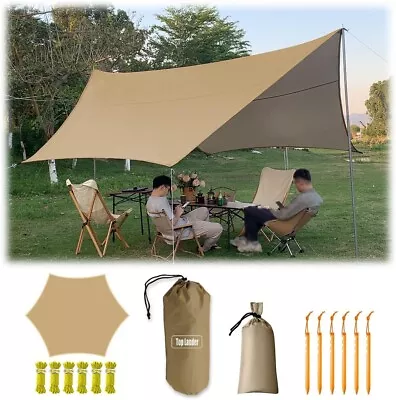 4.5X4.5M Large Camping Tarp Tent Ultralight Waterproof Hammock Rain Fly Mutifunc • $88.05