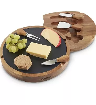 VonShef 1000200 Round Cheese Board & Knife Set • £8