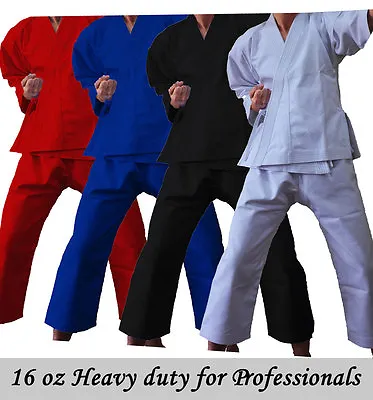 Professional Heavy 16 Oz Adults/Kids White Black Red Karate Suit GI Martial Arts • £19.99