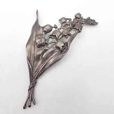 925 Sterling Silver Art Nouveau Lily Of The Valley Vintage Brooch • $9.99