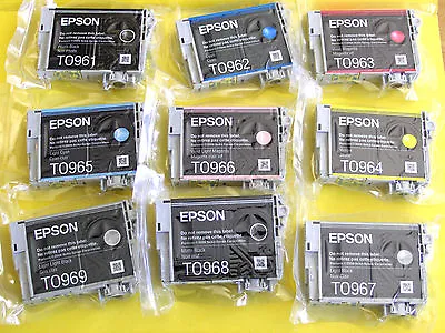 No Box Full Set 9 GENUINE Epson 96 T096 Ink For R2880 T0961-T0964-T0966-T0969 • $98.89