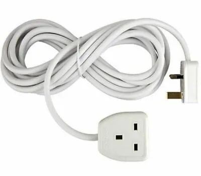 1 Way Gang Single Socket Power Mains Extension Lead Cable 2M White UK Plug • £8.95