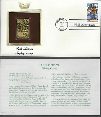 Folk Heroes--Mighty Casey-1st Day Issue-Golden Replica • $4.95