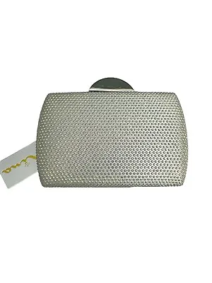 Nina Pacey White AB Allover Crystal Minaudiere NWT Evening Clutch Shoulder Bag • $25