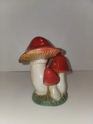 Vintage Mushroom Figurine Trio Glazed Ceramic 3 Grouping Cluster  Earthtones  • $21.50