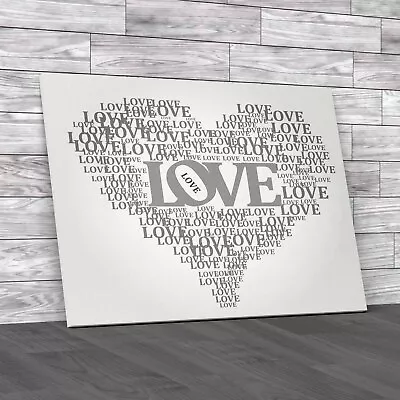 Love Heart Wording Quote Black White Canvas Print Large Picture Wall Art • £14.95