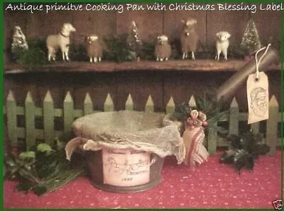 Primitive Antique Tin Cooking Pan Horse & Sleigh Christmas Blessings 1889 Label • $22