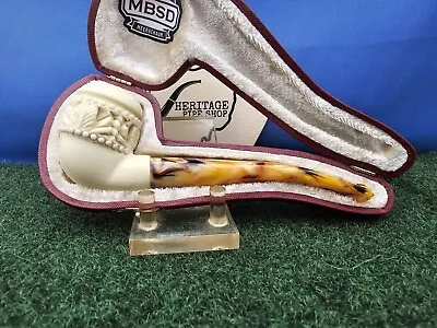 MBSD Freehand Featherweight Hand Carved Bent Block Meerschaum Clincher PipeCase • $49