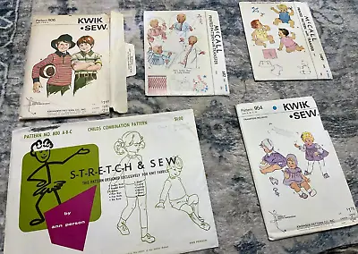 Various Lot/bundle Of 5 VTG. Cute Babies/Toddlers/Child OOP Sewing Patterns • $0.99