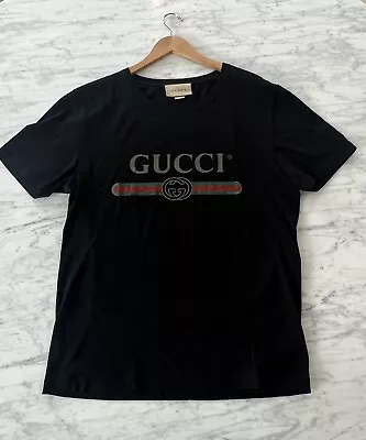 Authentic Gucci Vintage Logo T-shirt In Black Men Size Regular Large $550 Retail • $350