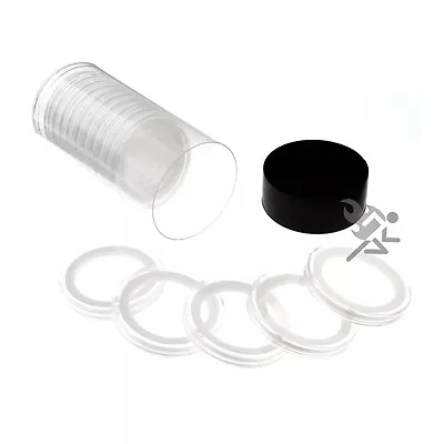 1.5oz Canadian Coin Holders Black Capsule Tube & 15 Air-Tite X38mm White Rings • $29.95