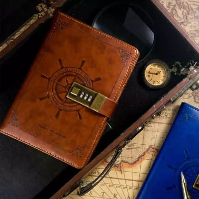 Retro Password Book Diary Book Notebook With Lock Travel Journal Lockable • $24.99