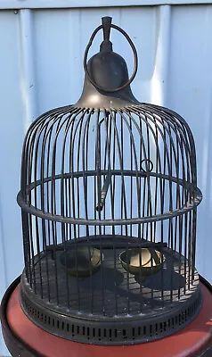 Solid Brass Dome Bird Cage Bell Top 12'' X 17''h Vintage • $59.99